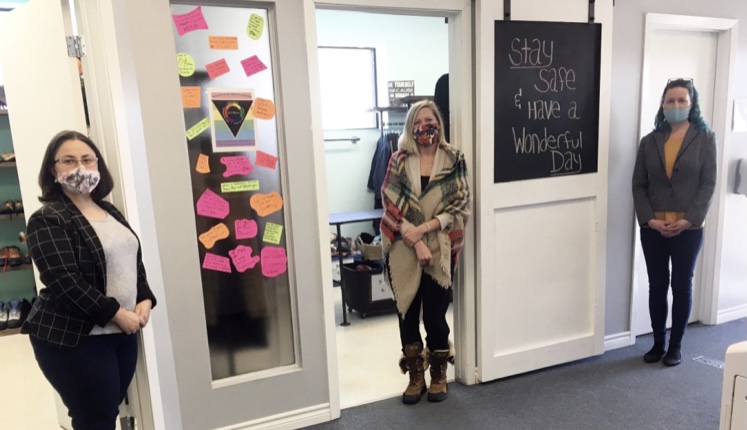 Giulia Carpenter, left, Erin Medakovic and Tracy Speirs are seen at the Sudbury Women's Centre. (Alana Everson/CTV News)